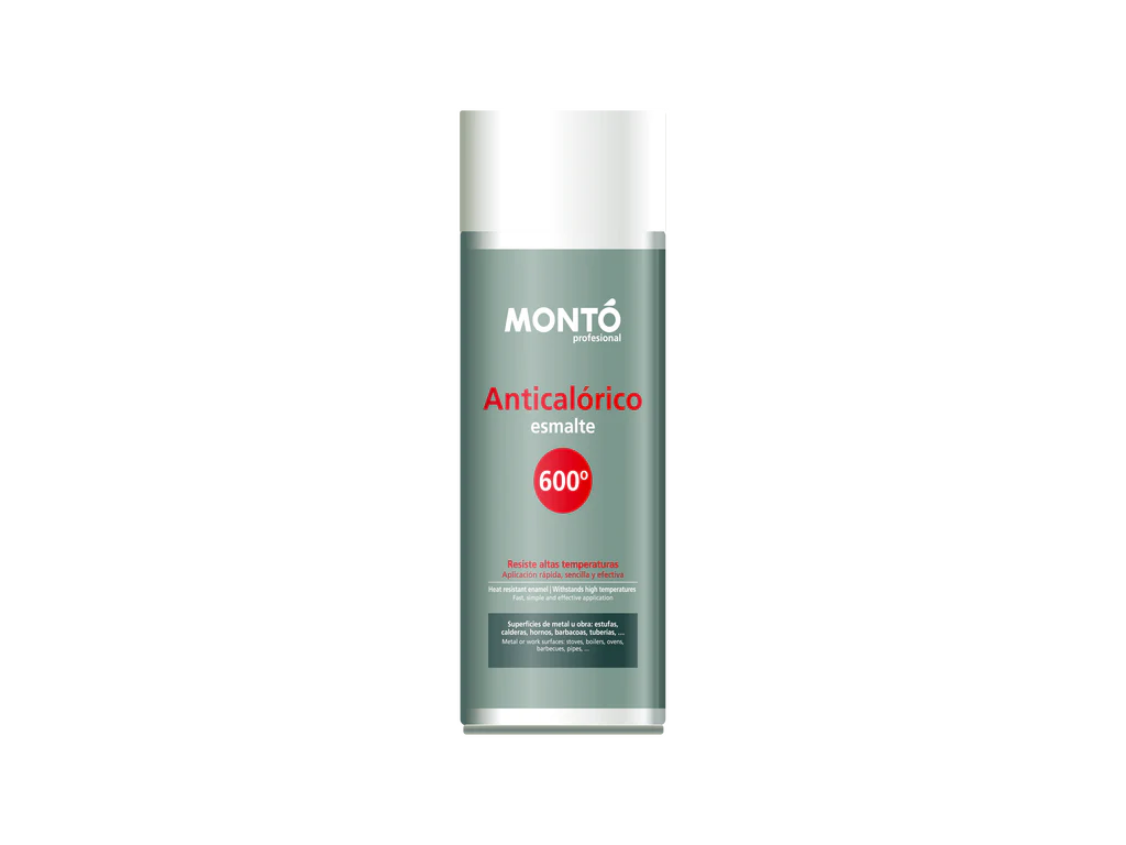 Montospray Anticalórico | Esmalte en Spray Resistente hasta 600 °C | Protección para Superficies Expuestas al Calor como Hornos y Chimeneas
